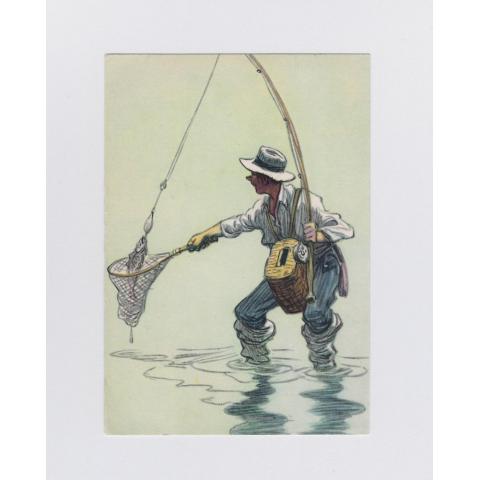 Ясюкевич 1986 С Новым Годом! чистая Золотая рыбка рыбалка Дед Мороз рыбак